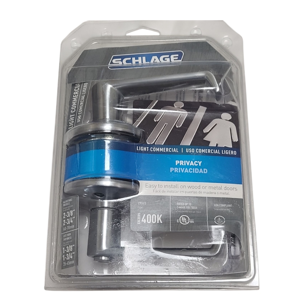 Schlage Privacy Door Lever, Chrome, Privacy, Light Commercial, New